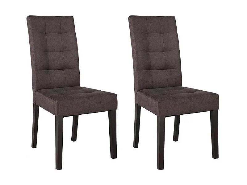 Lot de 2 chaises en tissu et bois - Marron - VILLOSA