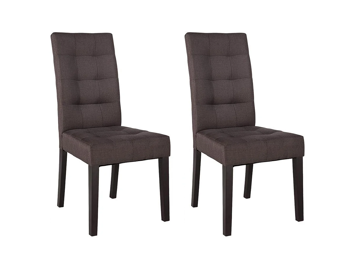 Lot de 2 chaises en tissu et bois - Marron - VILLOSA