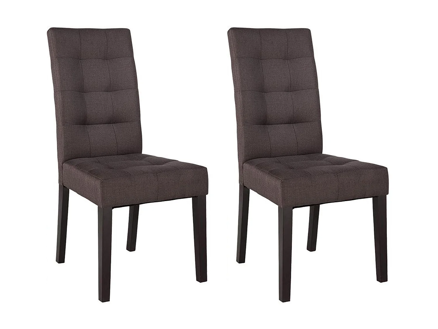 Lot de 2 chaises en tissu et bois - Marron - VILLOSA