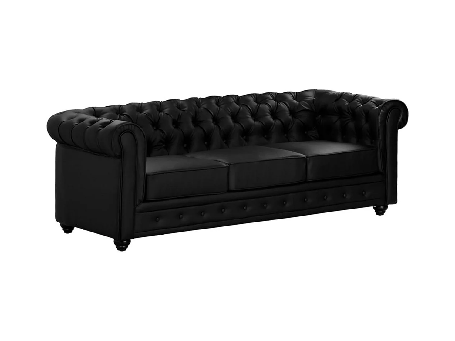 Divano CHESTERFIELD 3 posti in similpelle Nero