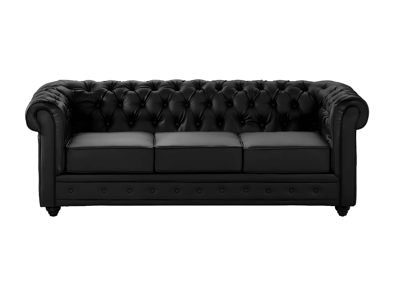 Sofa 3-Sitzer - Kunstleder - Schwarz - CHESTERFIELD