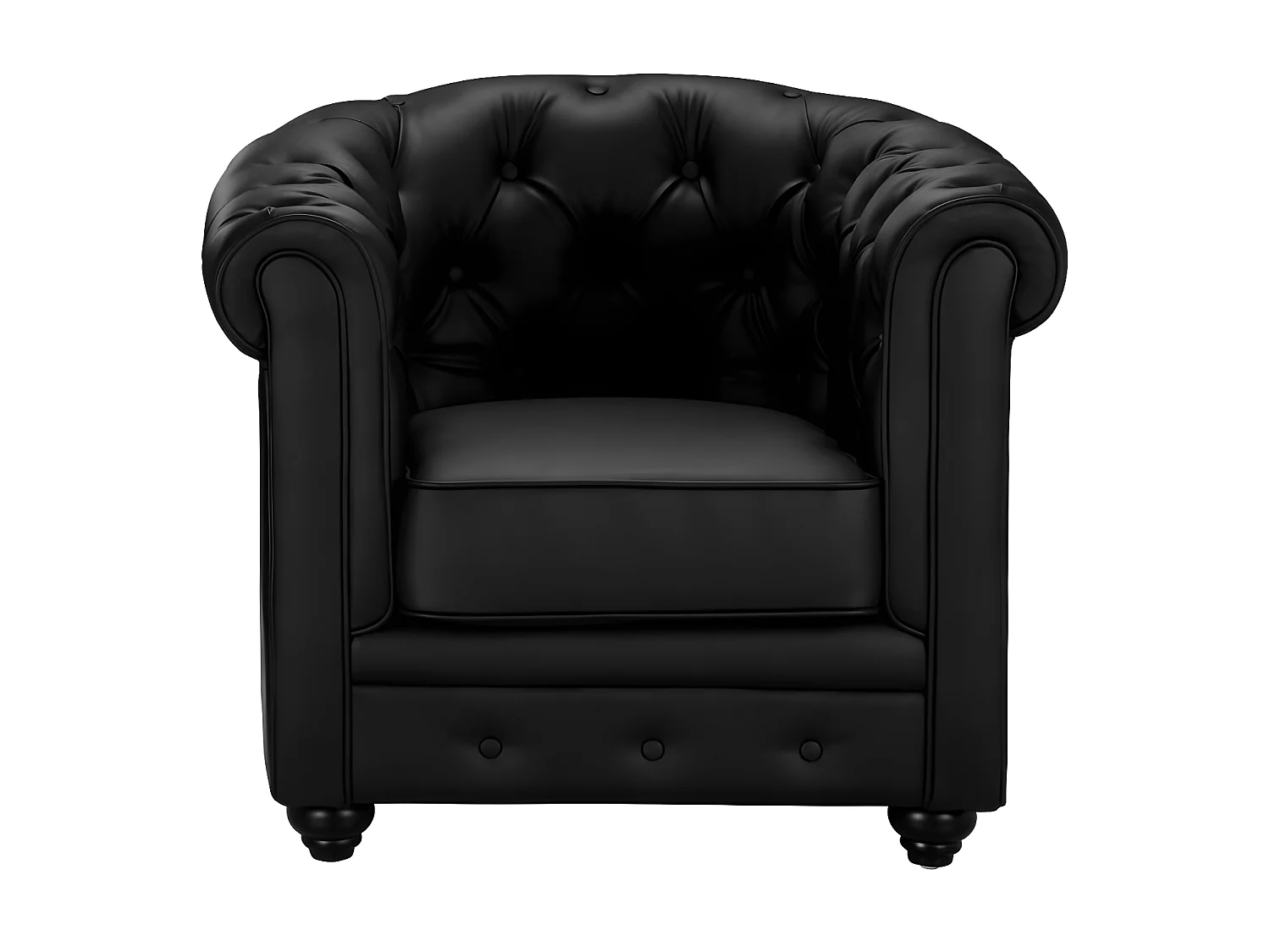 Cadeirão em pele sintética Preto - CHESTERFIELD