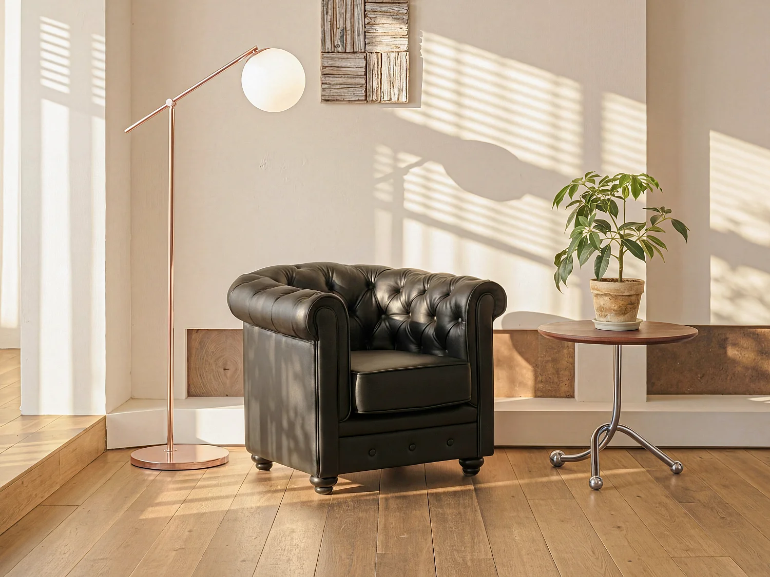 Fauteuil CHESTERFIELD van kunstleer - Zwart