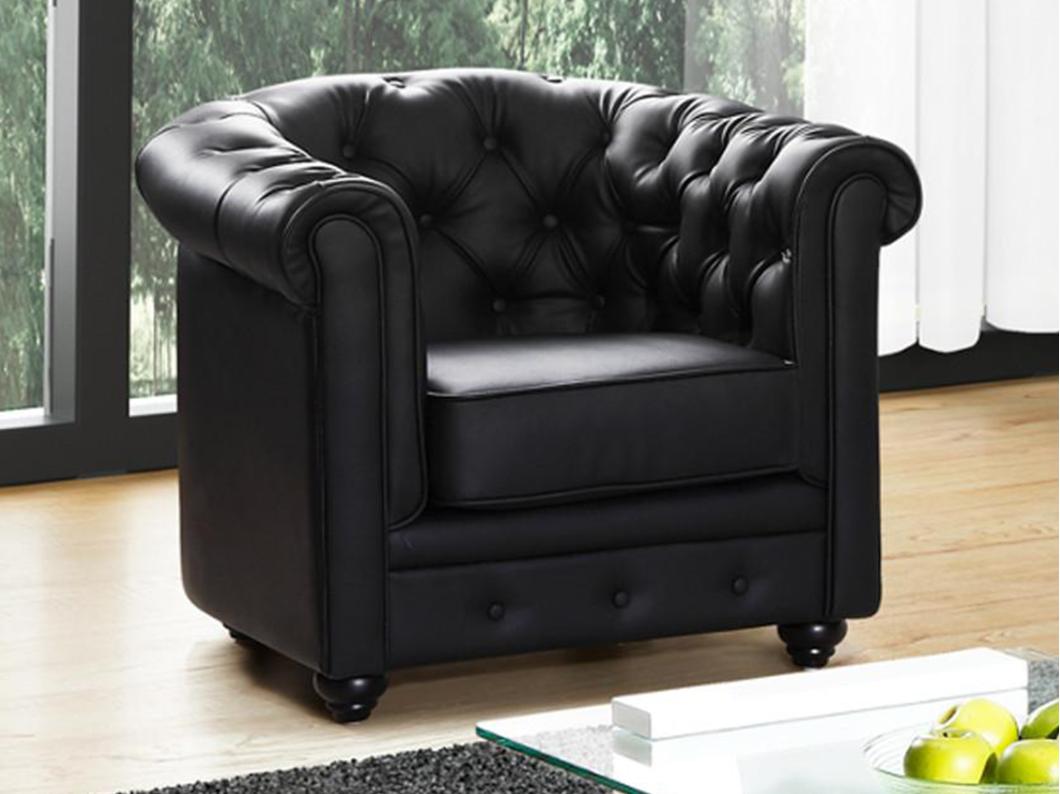 Fauteuil CHESTERFIELD van kunstleer - Zwart