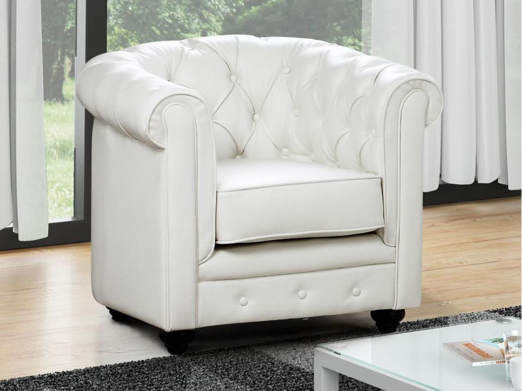 Sillón CHESTERFIELD - Piel sintética - Blanco