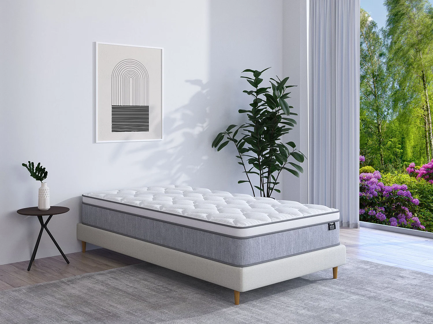Matelas 90 x 200 cm ressorts ensachés ép.22cm - SERENITE de YSMÉE
