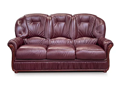 Driezitsbank DAPHNE van 100% buffelleer - Bordeaux-rood