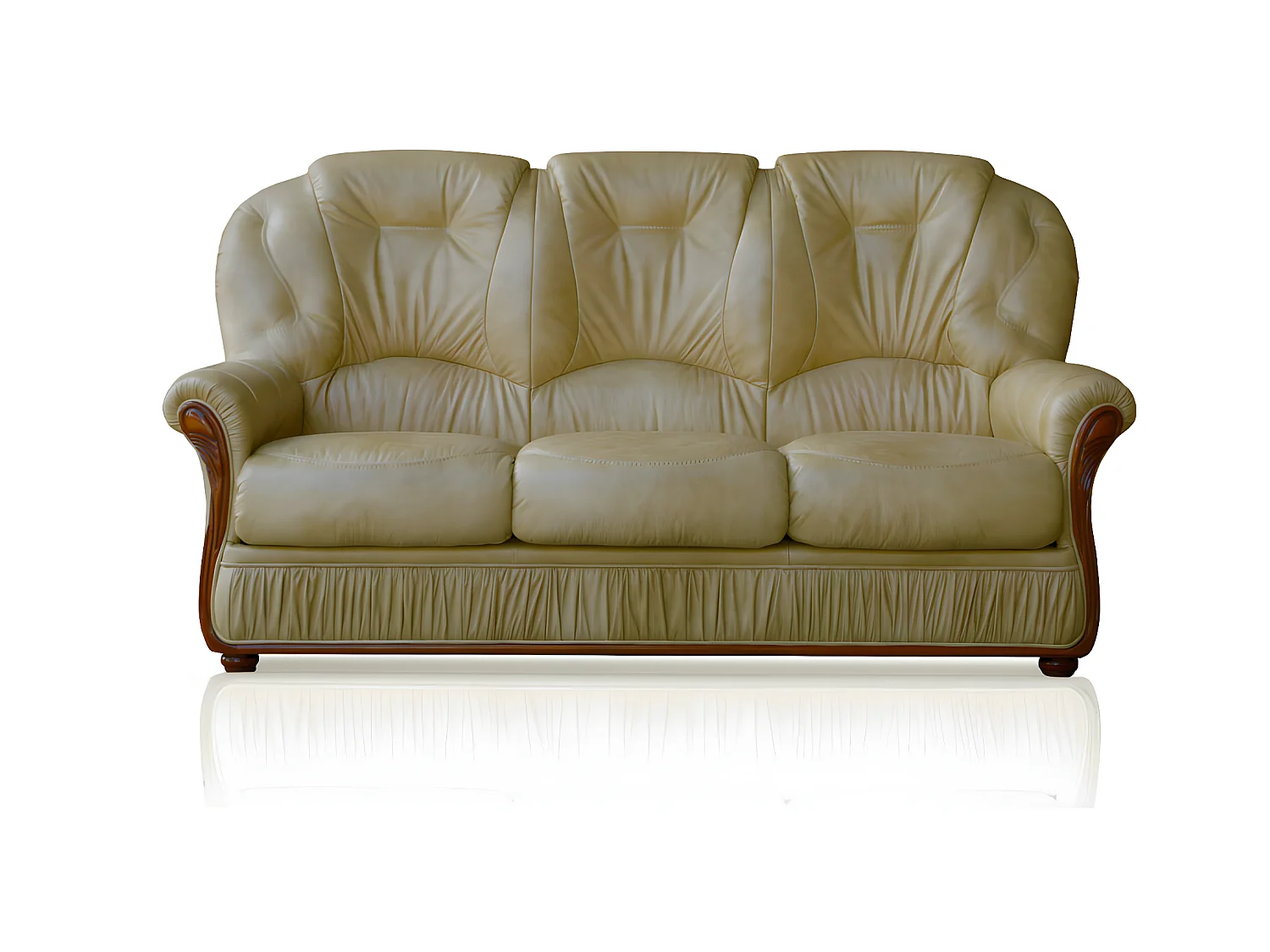 Canapé 3 places 100% cuir de buffle beige DAPHNE