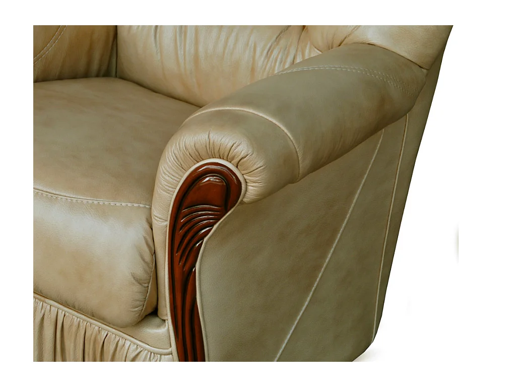 Canapé 3 places 100% cuir de buffle beige DAPHNE