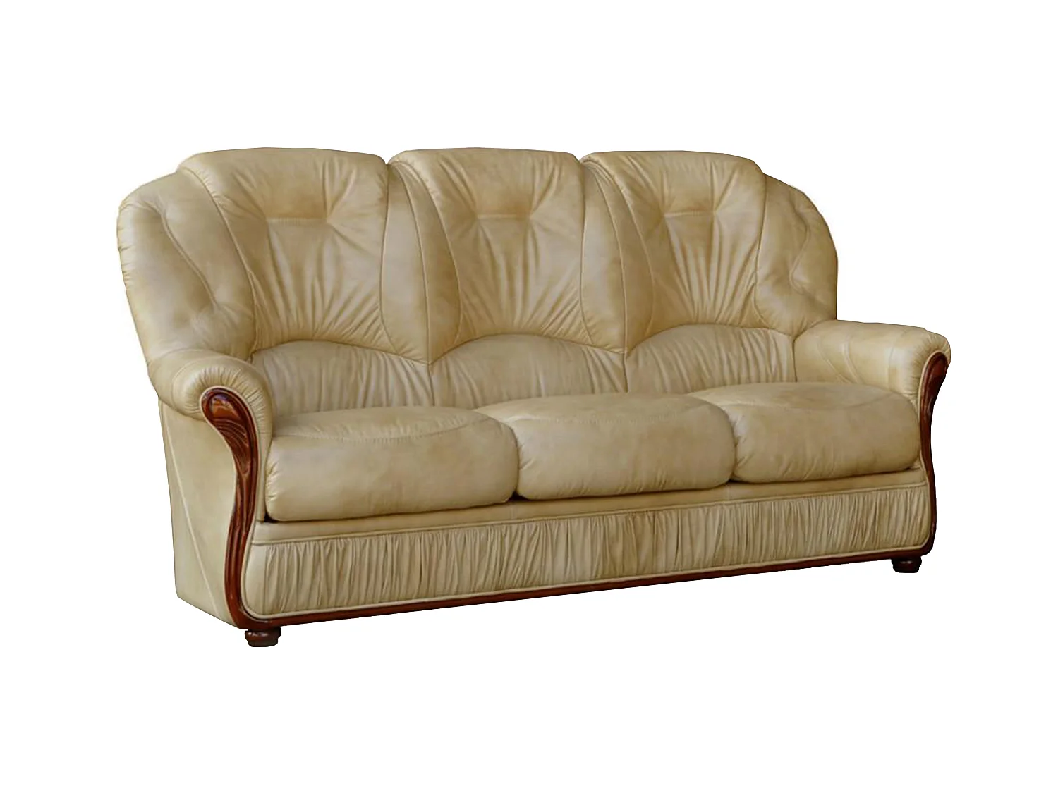 Ledersofa 3-Sitzer - Büffelleder - Beige - DAPHNE