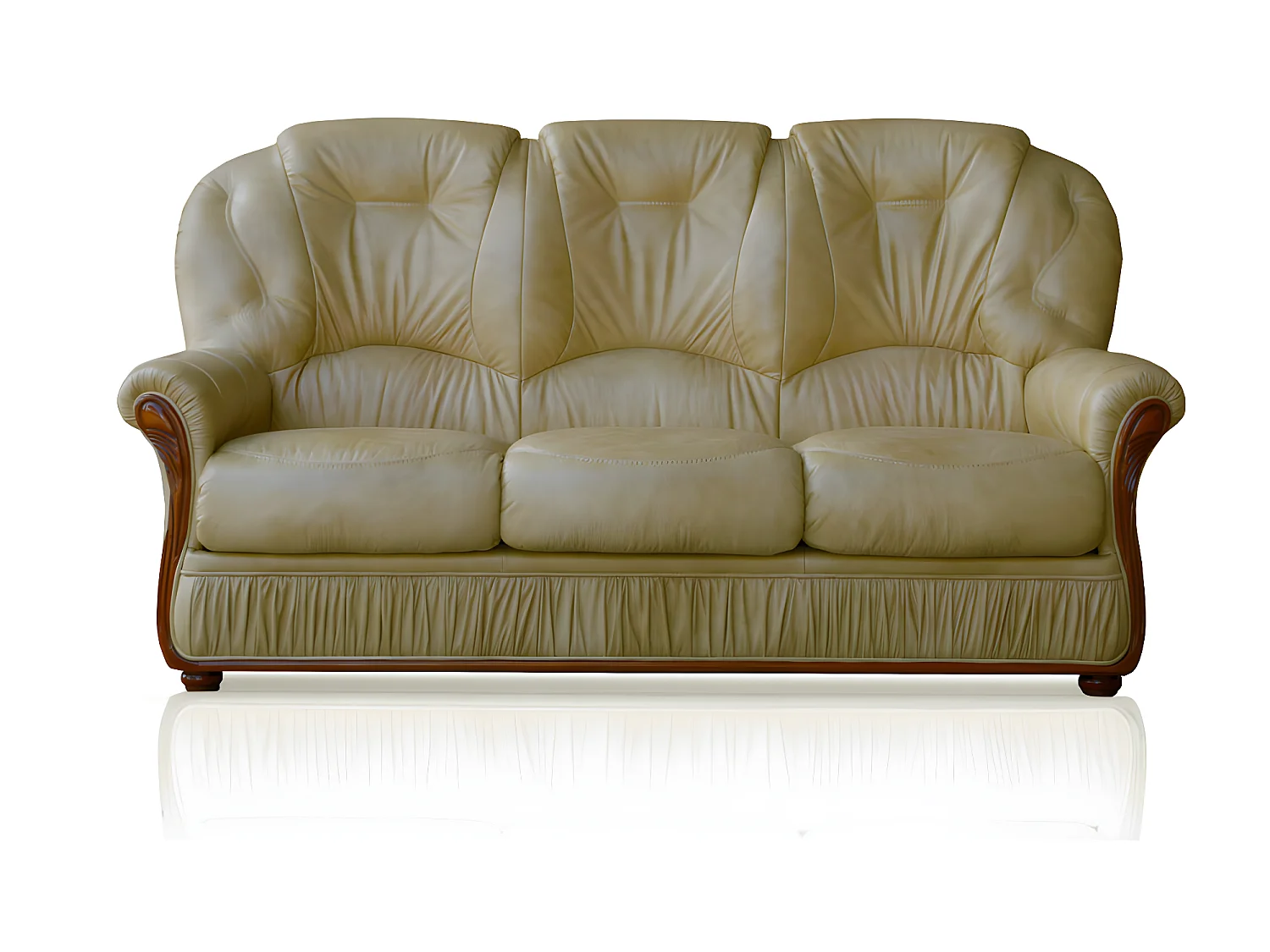 Canapé 3 places 100% cuir de buffle beige DAPHNE