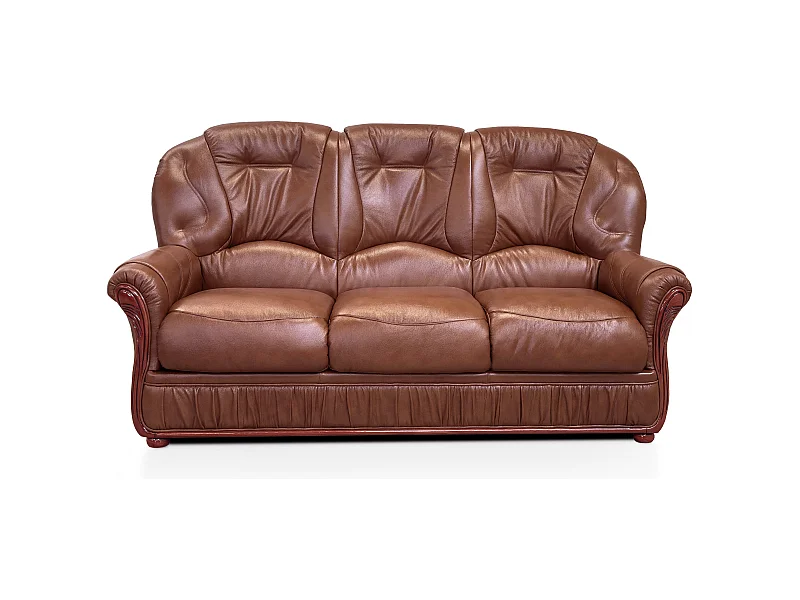 Sofá de 3 lugares 100% couro de búfalo Castanho - DAPHNE