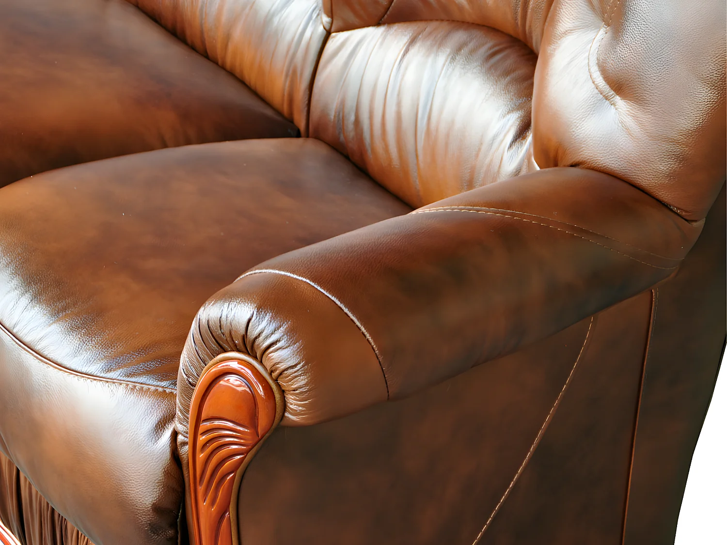 Canapé 3 places 100% cuir de buffle DAPHNE - Marron