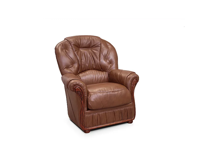 Fauteuil 100% cuir de buffle marron DAPHNE