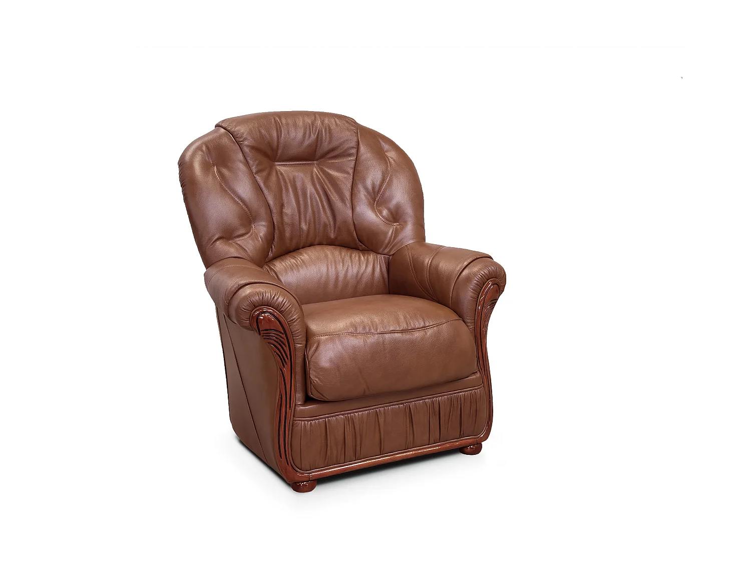 Fauteuil 100% cuir de buffle marron DAPHNE