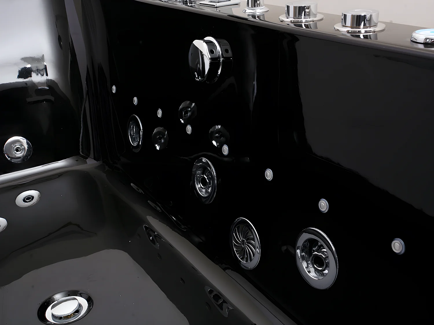 Vasca idromassaggio con vetri semi freestanding a LED DYONA - 1 posto - 260L - 85x170x58cm - Nera