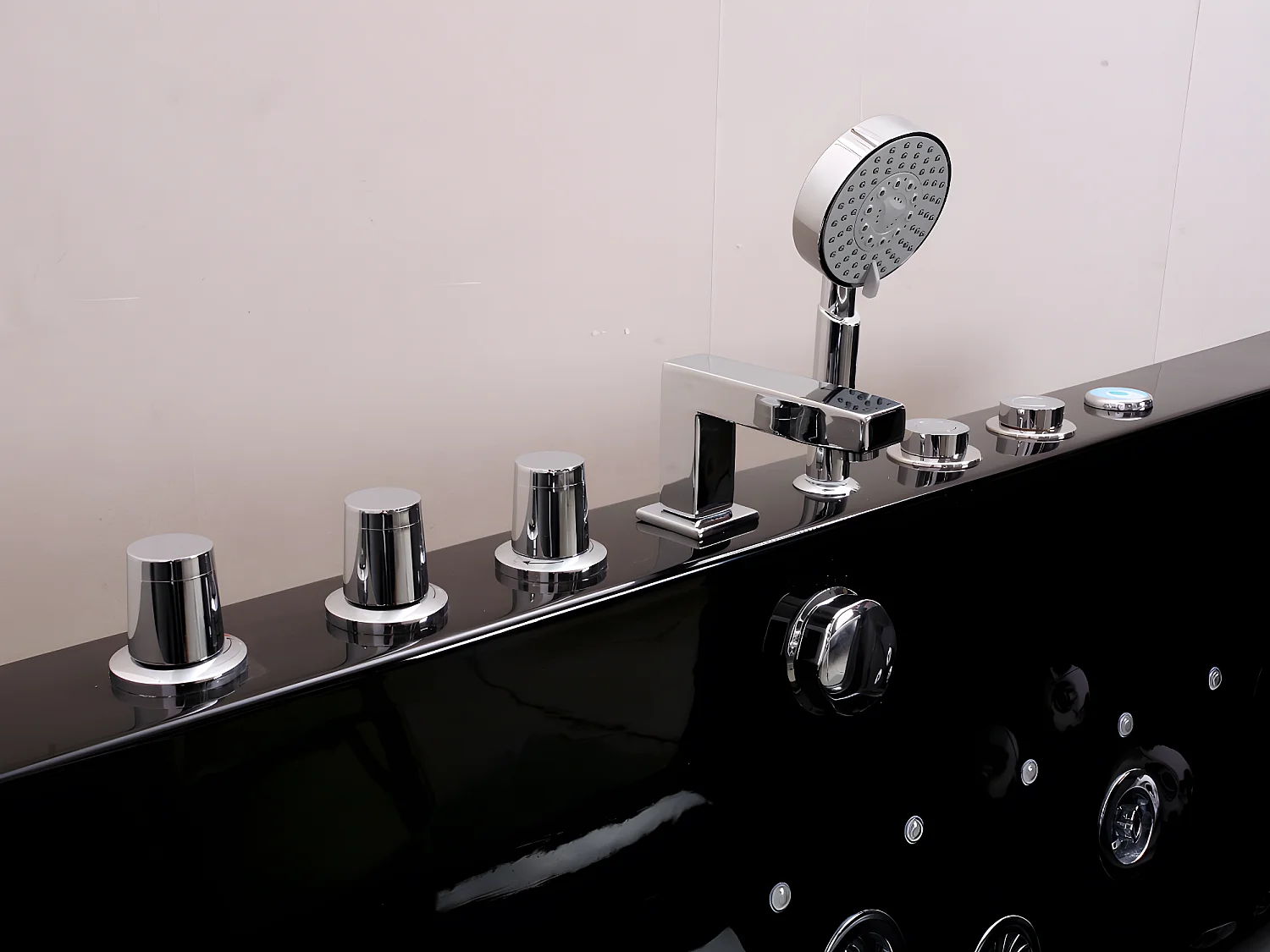 Vasca idromassaggio con vetri semi freestanding a LED DYONA - 1 posto - 260L - 85x170x58cm - Nera