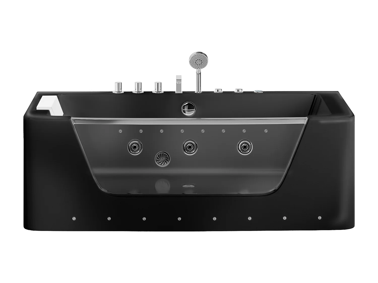 Vasca idromassaggio con vetri semi freestanding a LED DYONA - 1 posto - 260L - 85x170x58cm - Nera