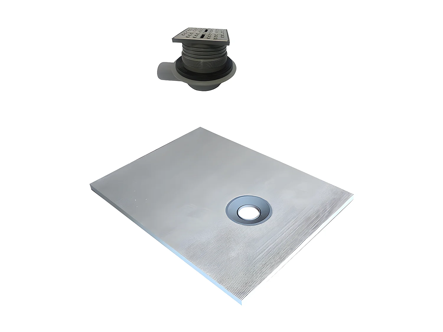 Receveur à carreler en polystyrène extrudé re-découplable avec siphon - 120 x 90 x 4 cm - DELOS