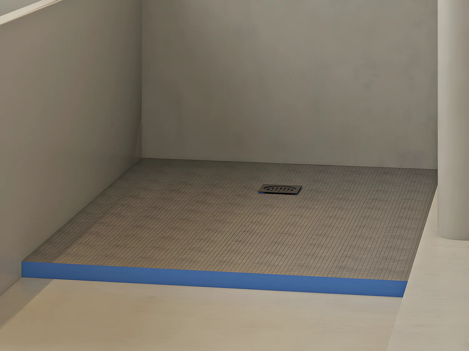 Duschtasse zum Selbstgestalten - nachschneidbar - extrudiertes Polystyrol - mit Siphon - 140 x 90 x 4 cm - DELOS