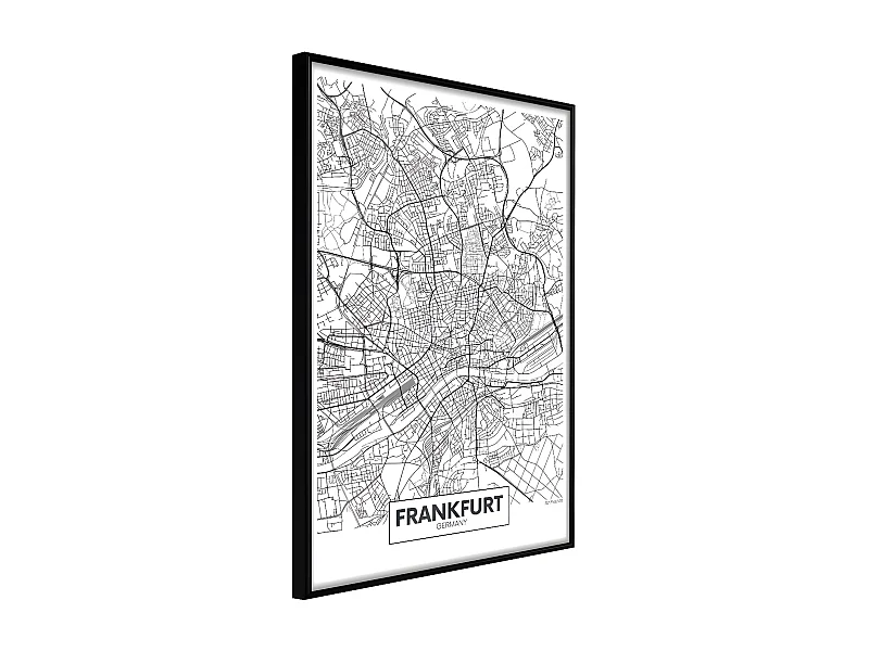 Affiche Murale Encadrée "City map Frankfurt" 21 x 30 cm Noir