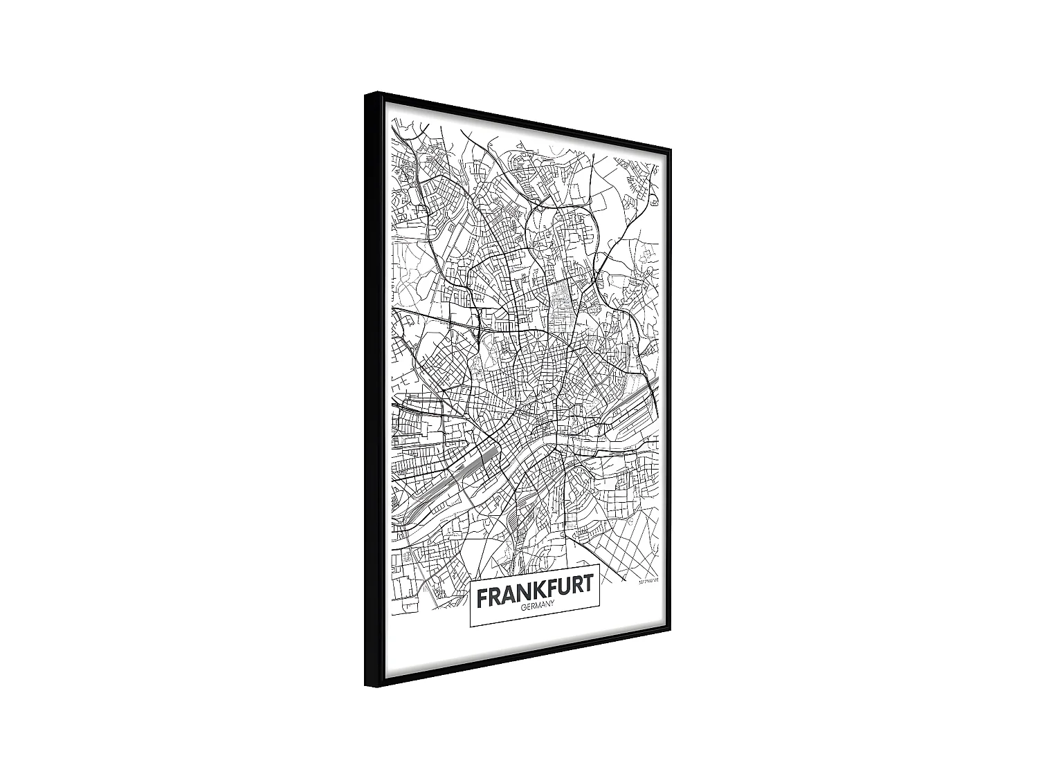 Affiche Murale Encadrée "City map Frankfurt" 21 x 30 cm Noir