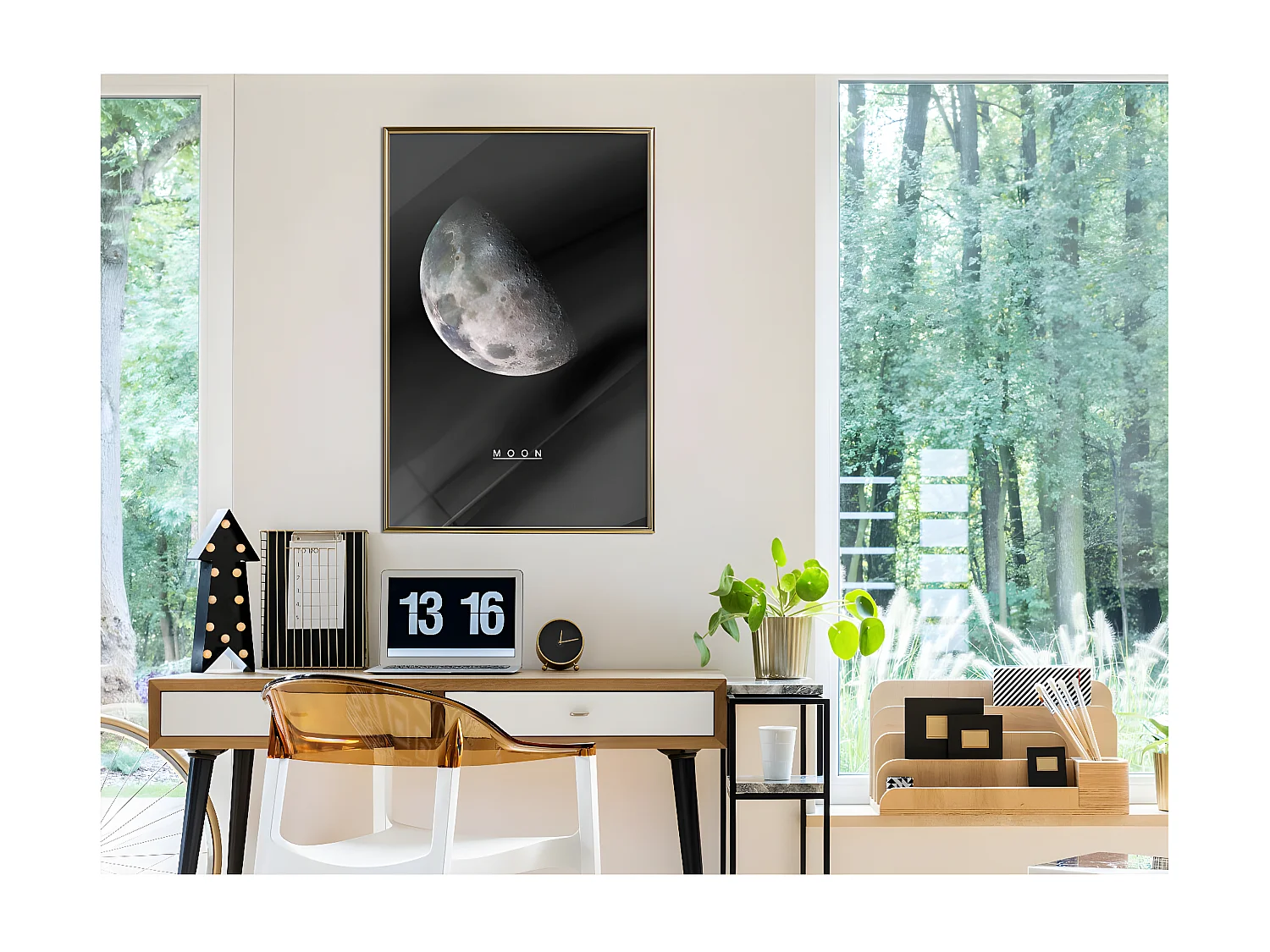Affiche Murale Encadrée "The Solar System Moon" 40 x 60 cm Or