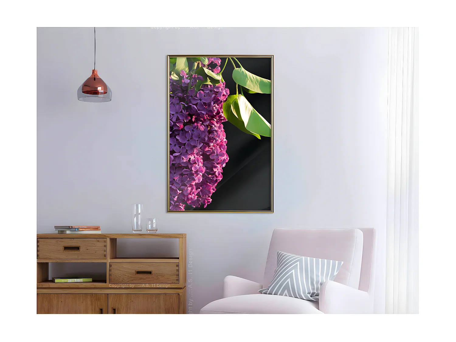 Affiche Murale Encadrée "Violet May" 40 x 60 cm Or