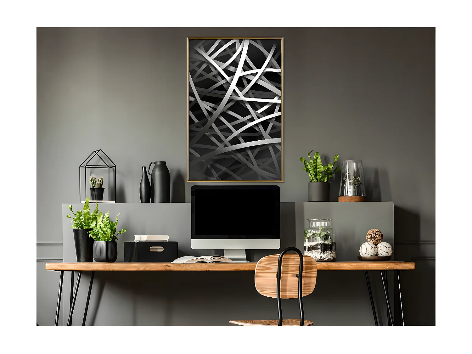 Affiche Murale Encadrée "Tangle" 40 x 60 cm Or