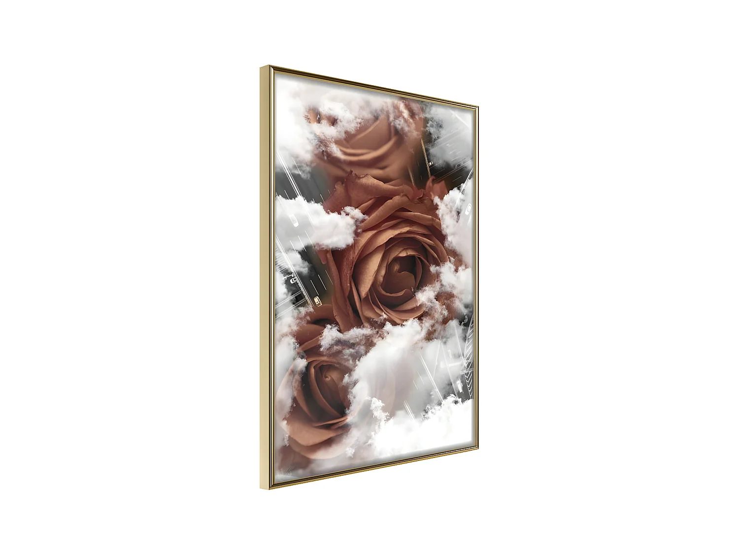 Affiche Murale Encadrée "Heavenly Roses" 30 x 42 cm Or