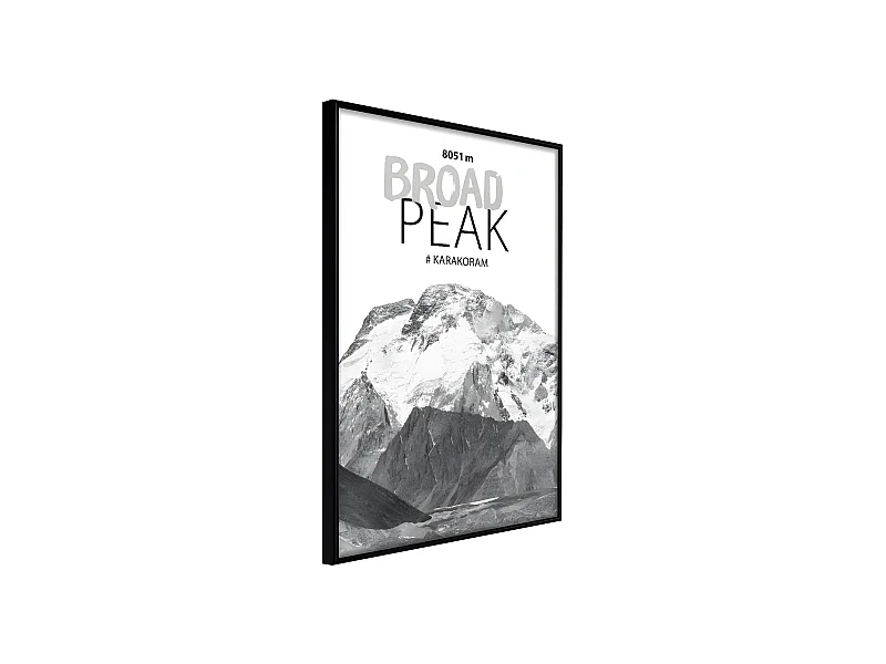 Affiche Murale Encadrée "Peaks of the World Broad Peak" 21 x 30 cm Noir