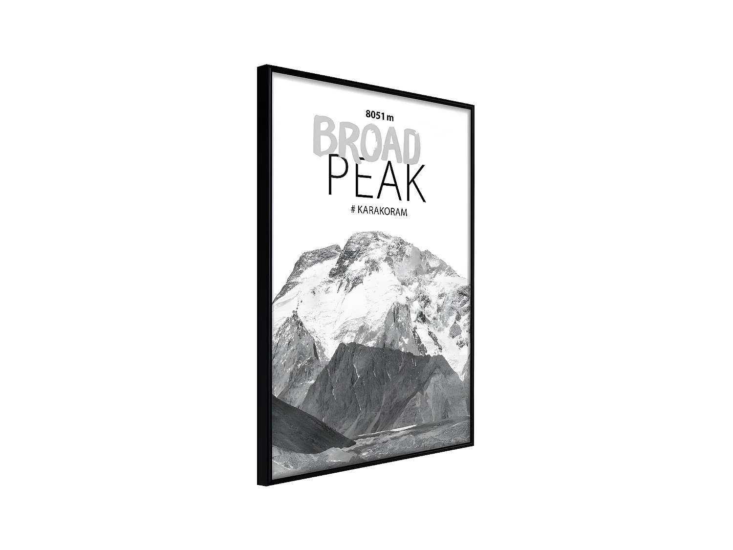 Affiche Murale Encadrée "Peaks of the World Broad Peak" 21 x 30 cm Noir