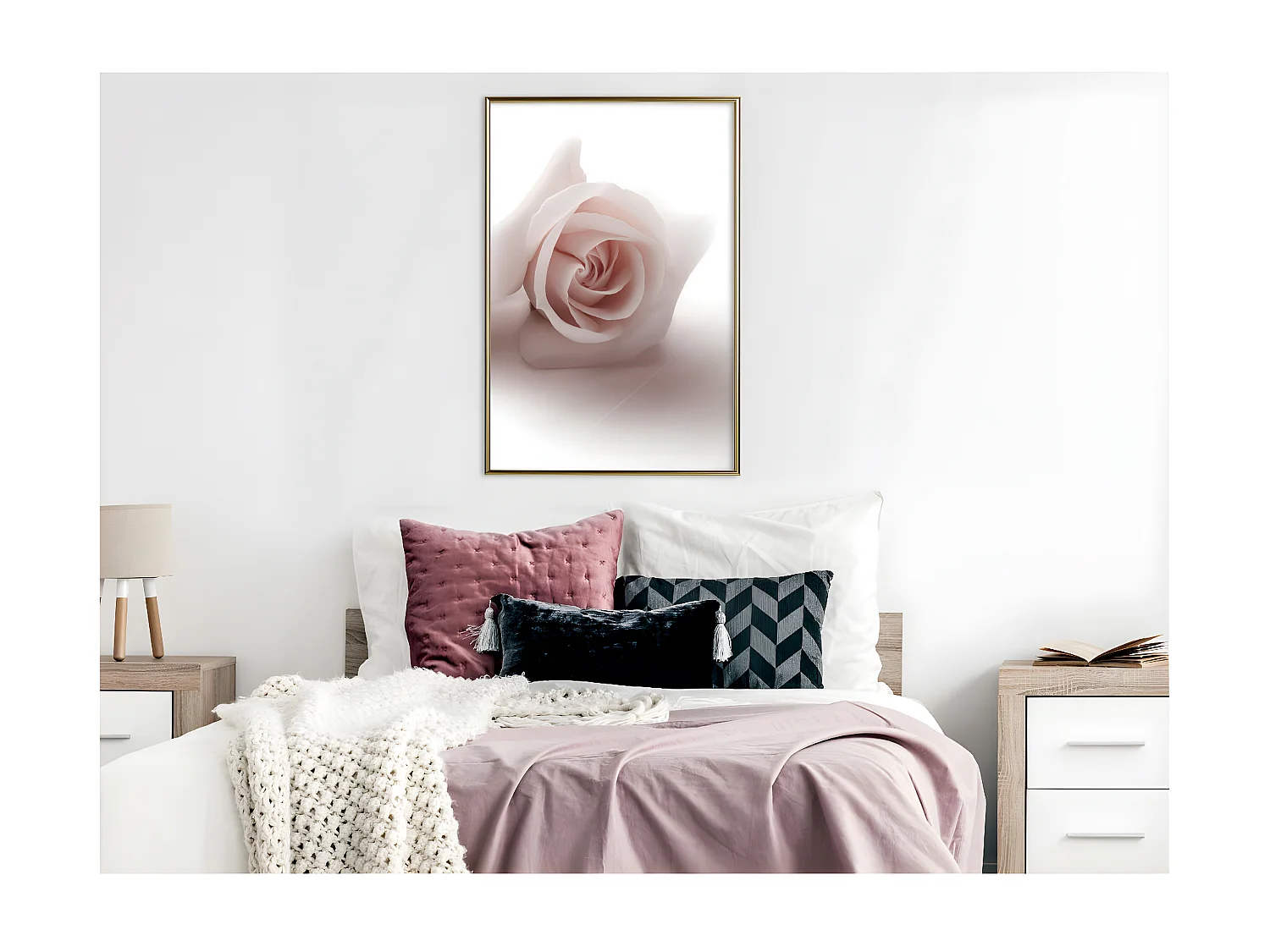 Affiche Murale Encadrée "Subtle Flower" 40 x 60 cm Or