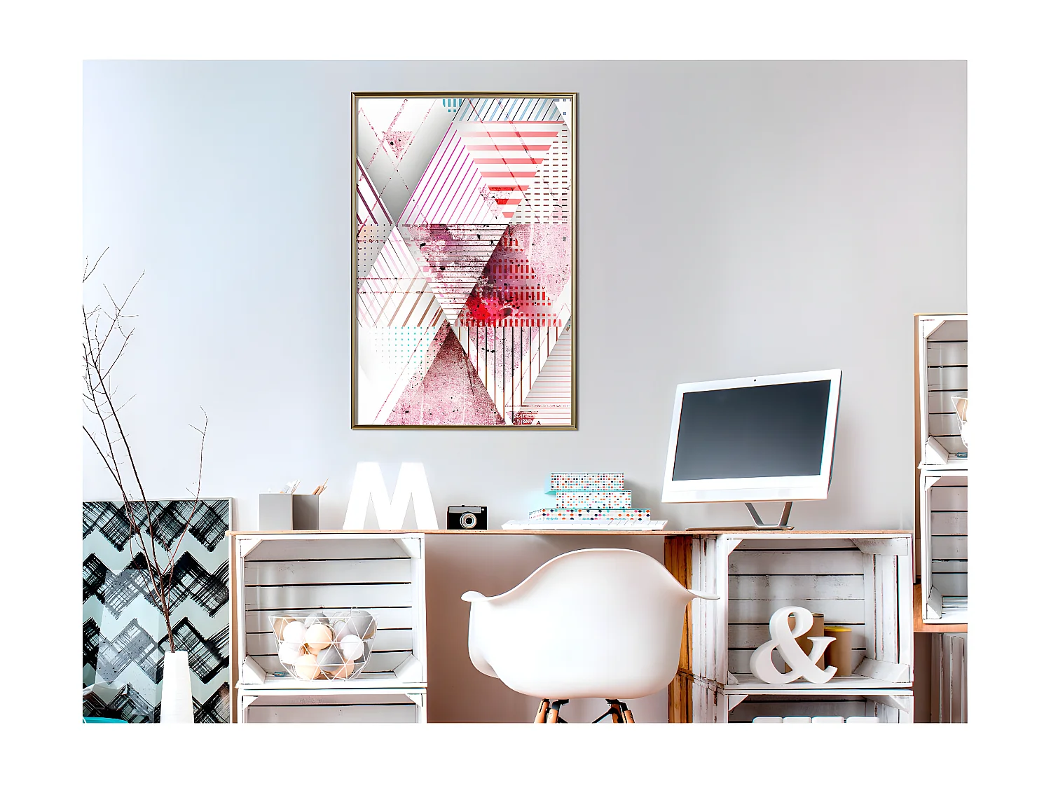 Affiche Murale Encadrée "Patchwork II" 40 x 60 cm Or