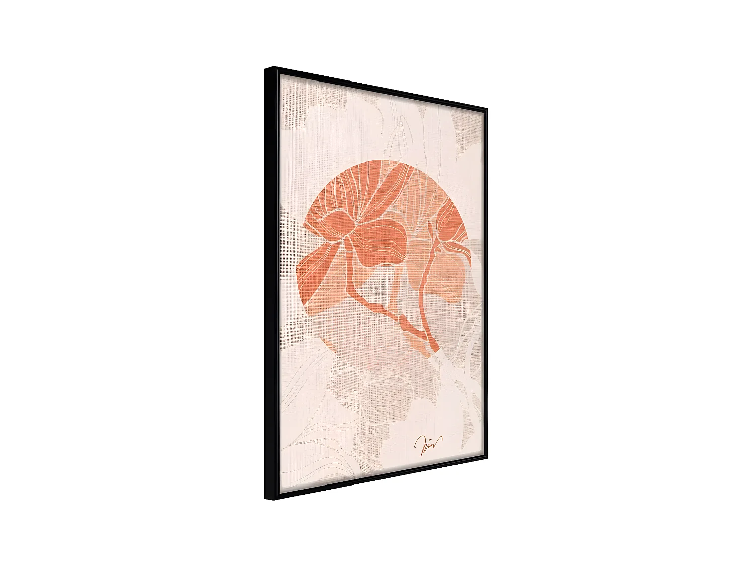 Affiche Murale Encadrée "Flowers on Fabric" 40 x 60 cm Noir