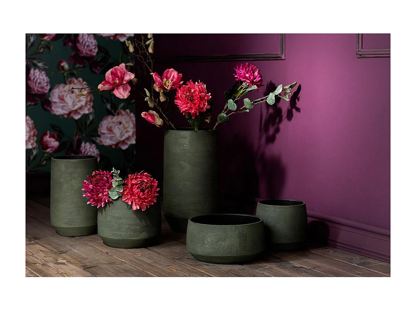 Vase Design en Céramique "Rugueux" 25cm Vert