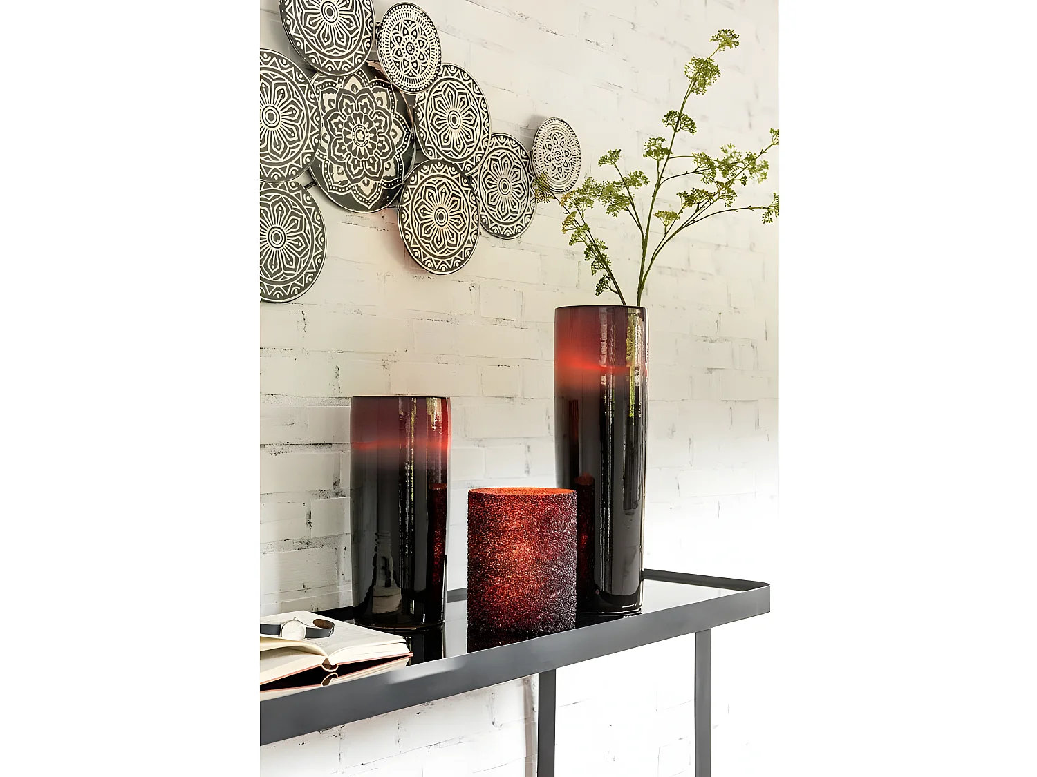 Jarrón de cerámica negro 15.5x15.5x35 cm