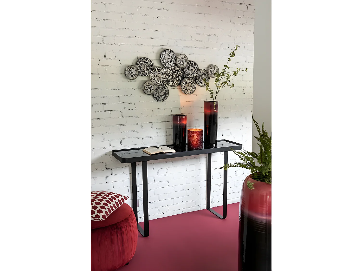 Jarrón de cerámica negro 15.5x15.5x35 cm