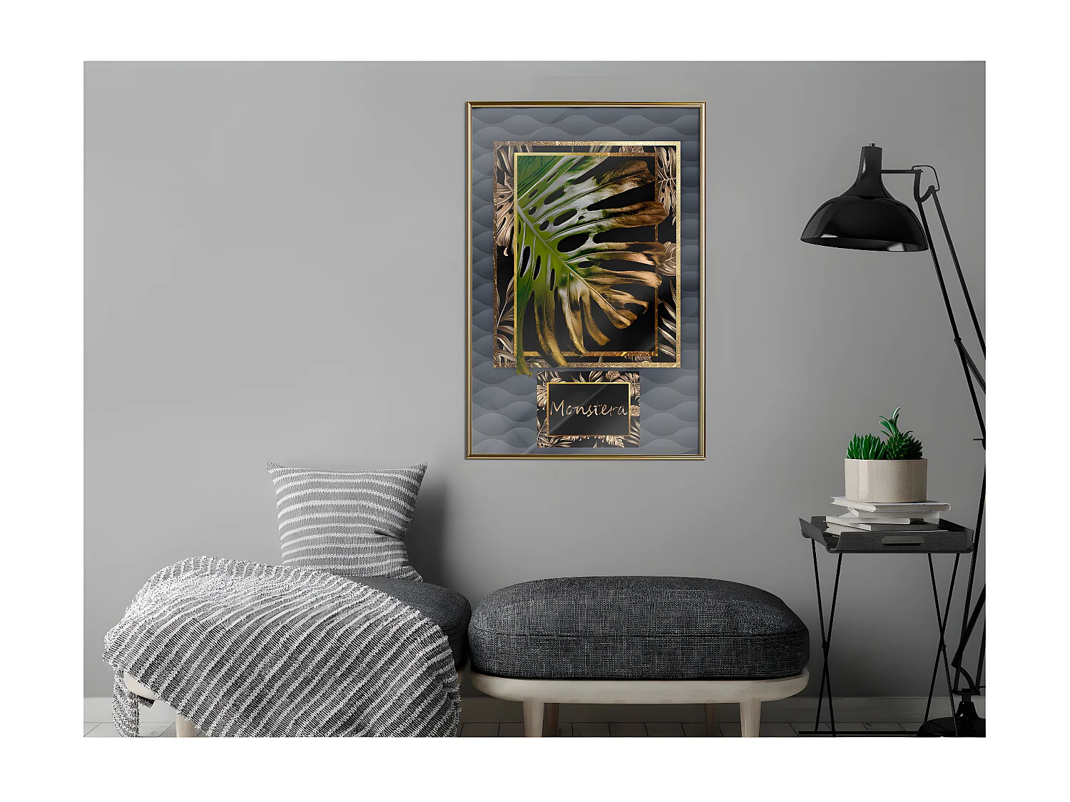 Affiche Murale Encadrée "Monstera in the Frame" 40 x 60 cm Or