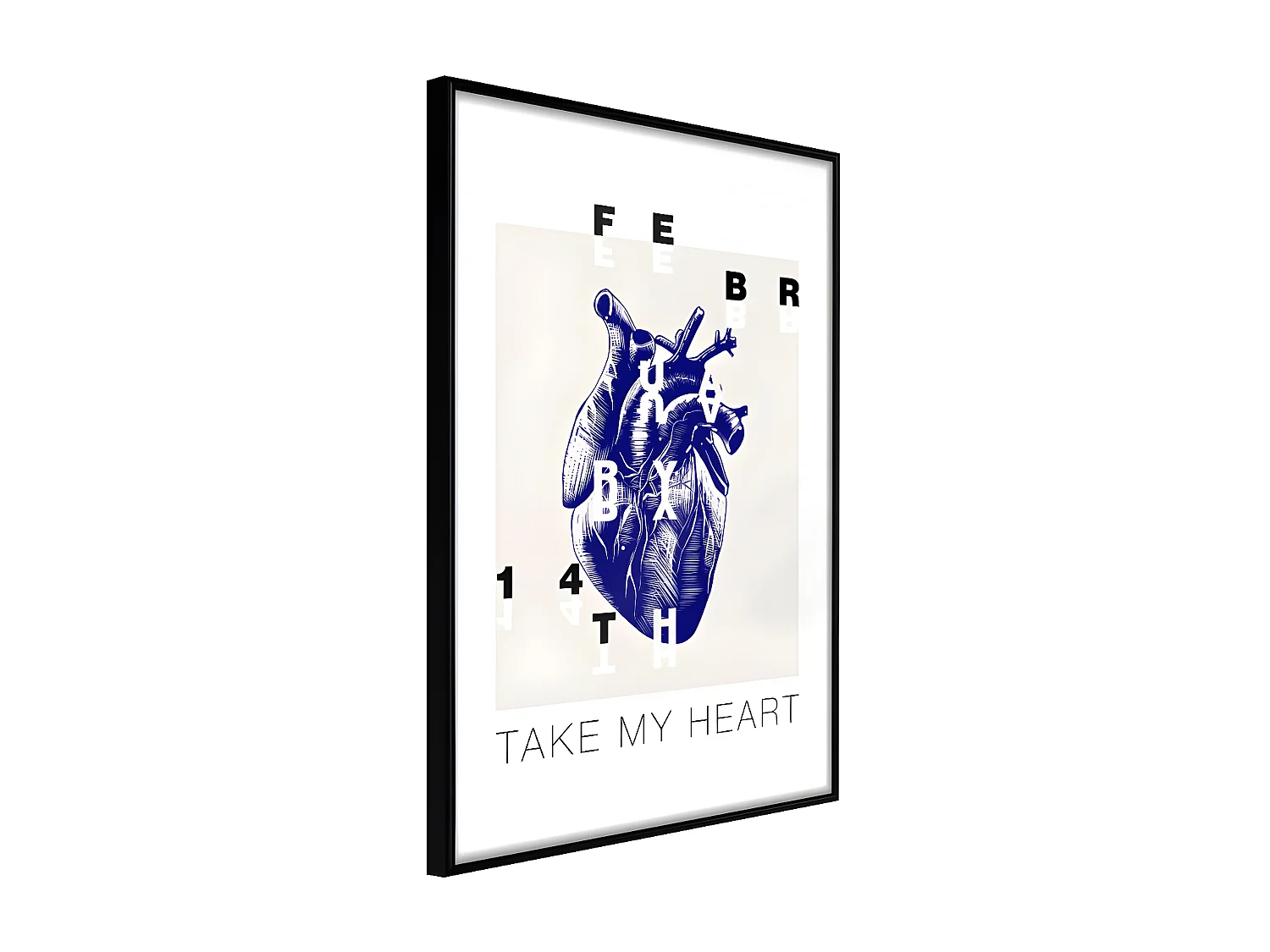 Affiche Murale Encadrée "Valentine's Day" 30 x 42 cm Noir