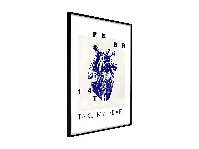 Affiche Murale Encadrée "Valentine's Day" 30 x 42 cm Noir