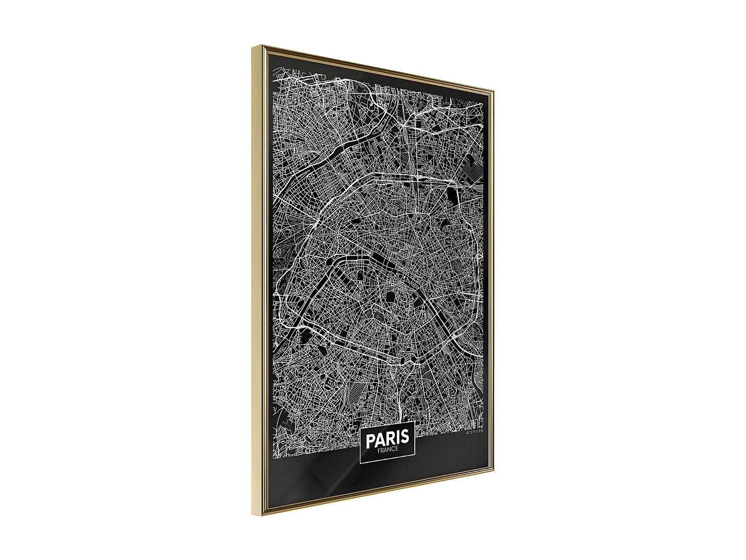 Affiche Murale Encadrée "City Map Paris Dark" 21 x 30 cm Or