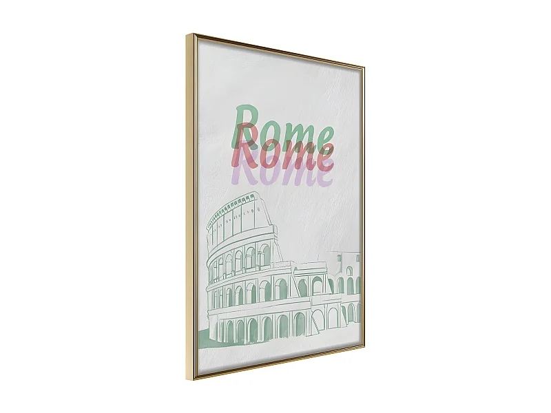 Affiche Murale Encadrée "Pastel Rome" 21 x 30 cm Or