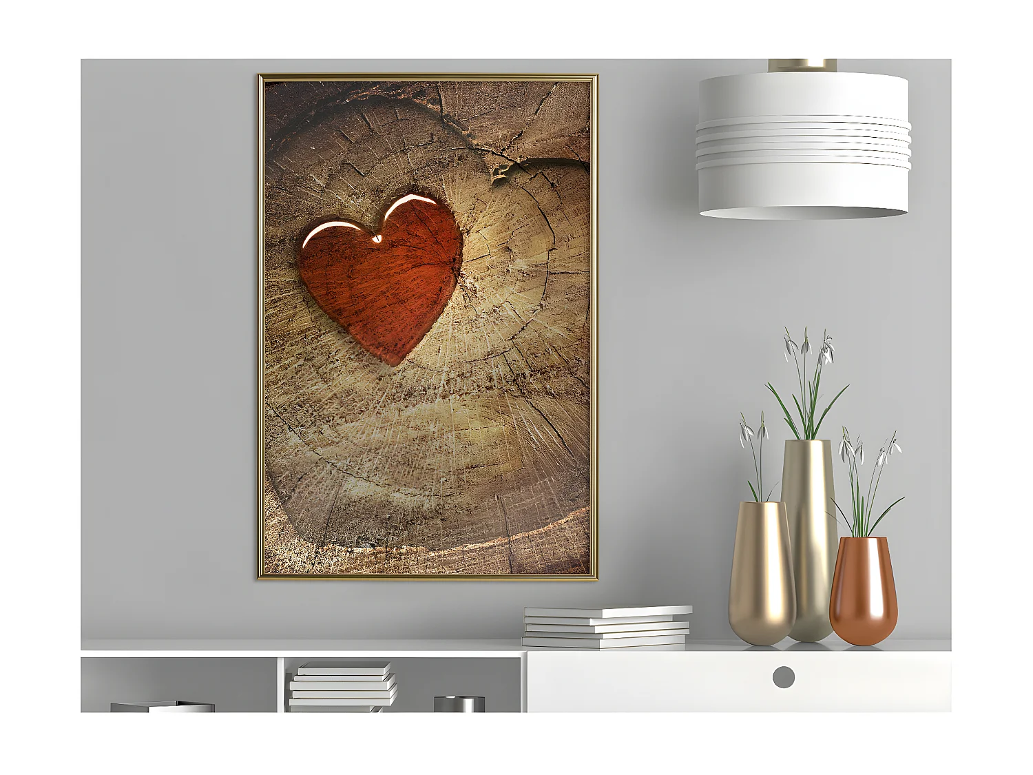 Affiche Murale Encadrée "Carved Heart" 40 x 60 cm Or