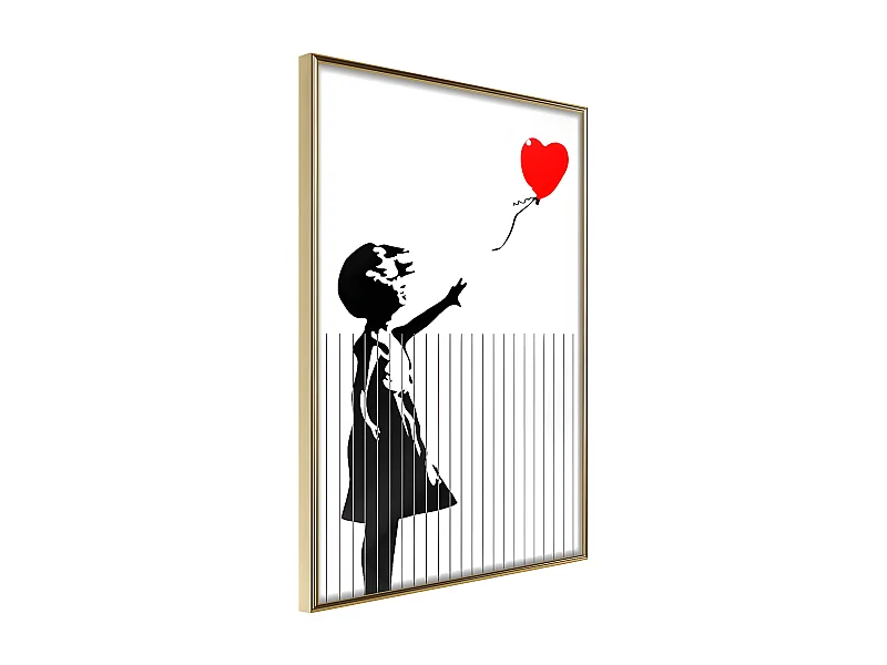 Affiche Murale Encadrée "Banksy Love is in the Bin" 21 x 30 cm Or