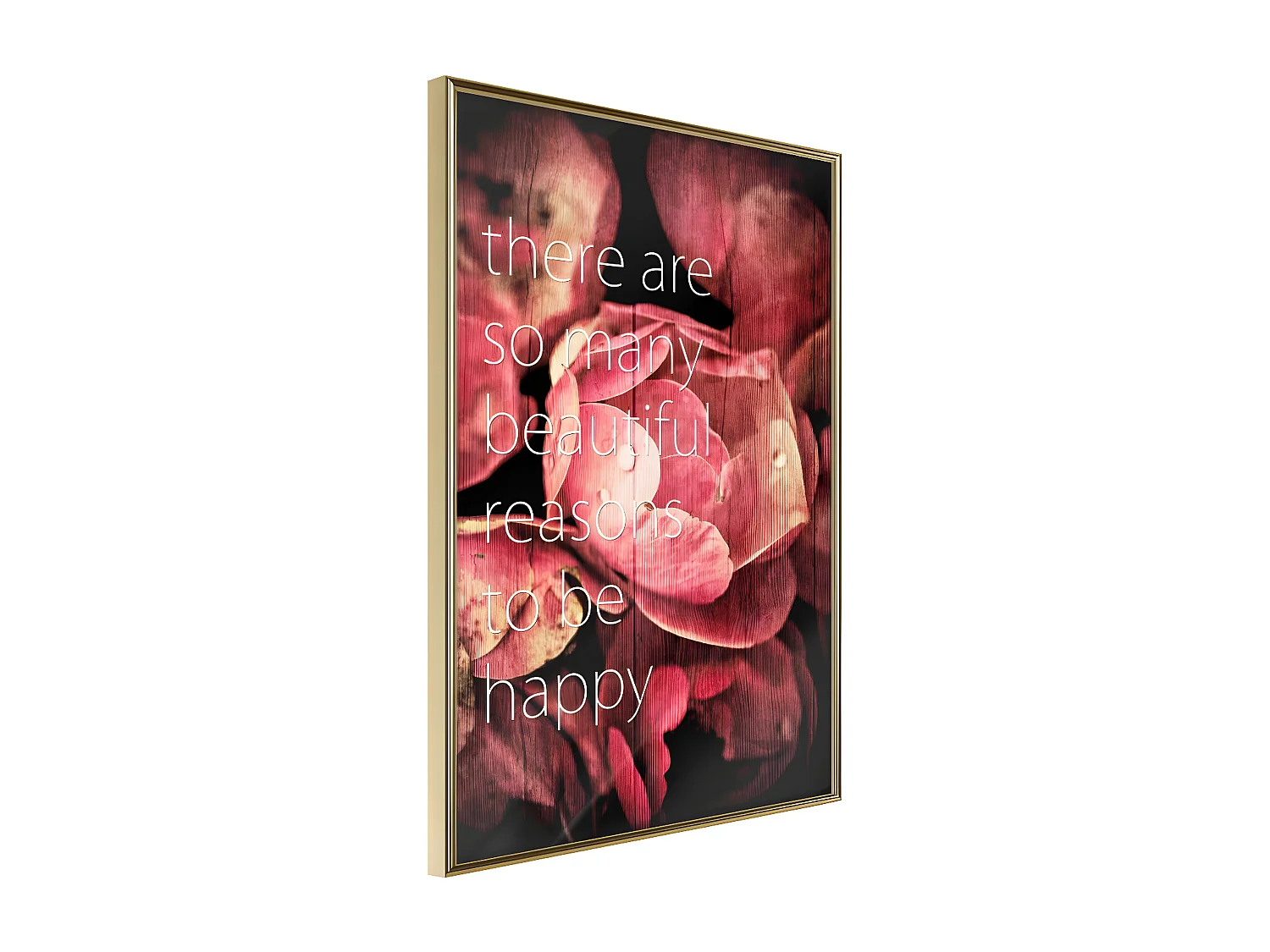 Affiche Murale Encadrée "Many Reasons to Be Happy" 40 x 60 cm Or