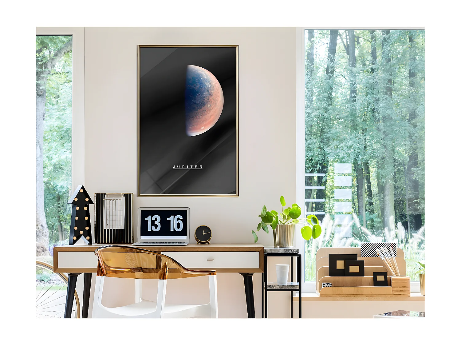 Affiche Murale Encadrée "The Solar System Jupiter" 40 x 60 cm Or