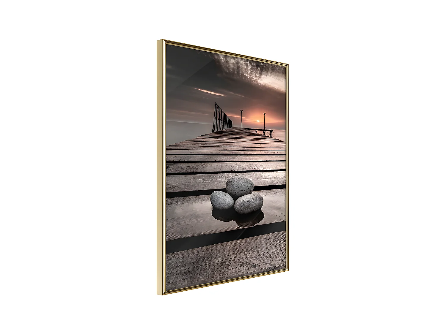 Affiche Murale Encadrée "Stones on the Pier" 21 x 30 cm Or