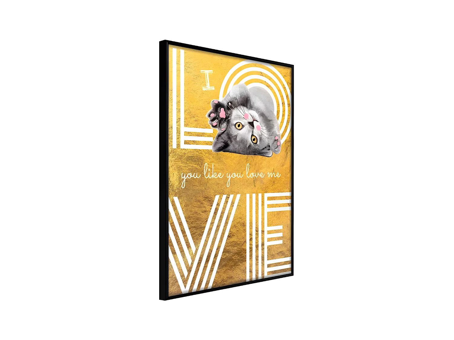 Affiche Murale Encadrée "Cat Love" 40 x 60 cm Noir
