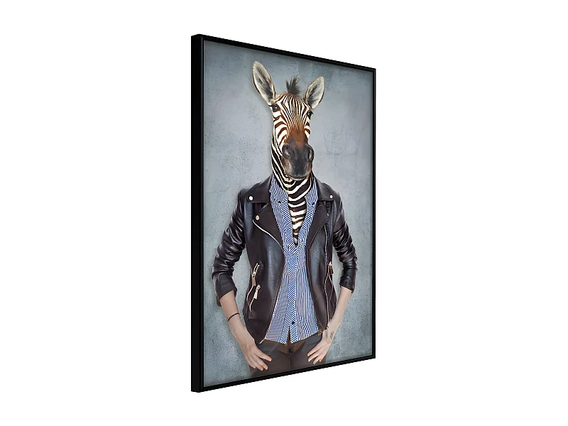 Affiche Murale Encadrée "Animal Alter Ego Zebra" 21 x 30 cm Noir